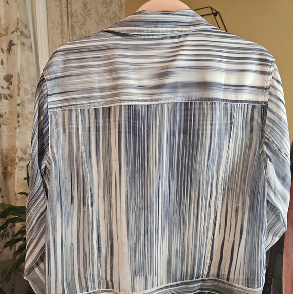 Live Listing: Wynne Layers Blue and White Striped Light Jacket Size M/L - Picture 3 of 6